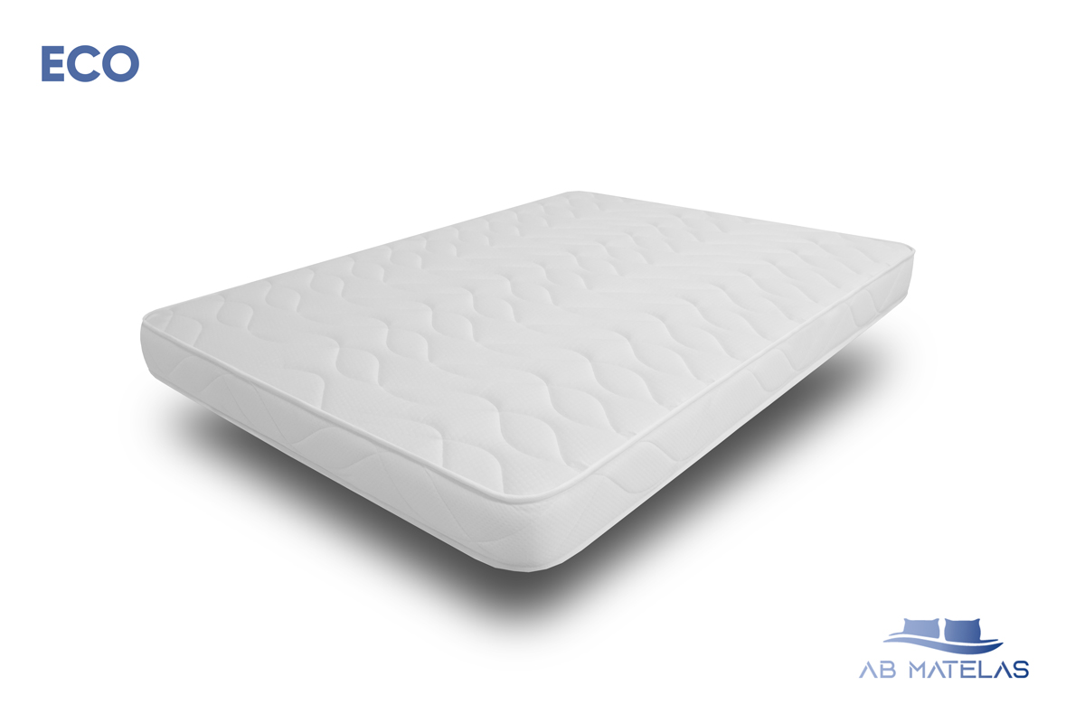 Pack Matelas 1 place ECO mousse 25kg/m³ – 14 cm avec 1 Oreiller en flocons  de mousse à mémoire de forme 60x60cm – AB MATELAS