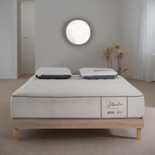 Ensemble Matelas Royal, ressorts ensachés + Latex naturel + mémoire de forme – 32 cm et Sommier en Kit couleur Anthracite